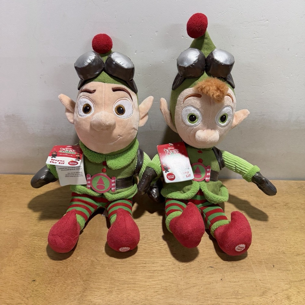 Hallmark Disney‎ Christmas Prep and Landing Wayne Lanny Set Plush 2011 NEW Talks